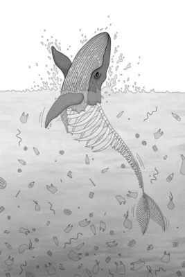 dibujos de la contaminacion del agua ballena tratando de escapar de la contaminación